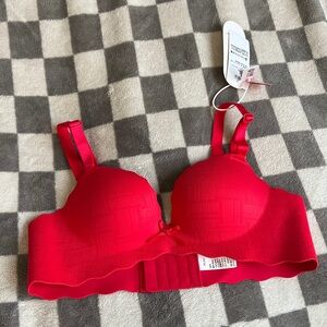Lucky flirty seamless smooth red padded push-up bra, 32A